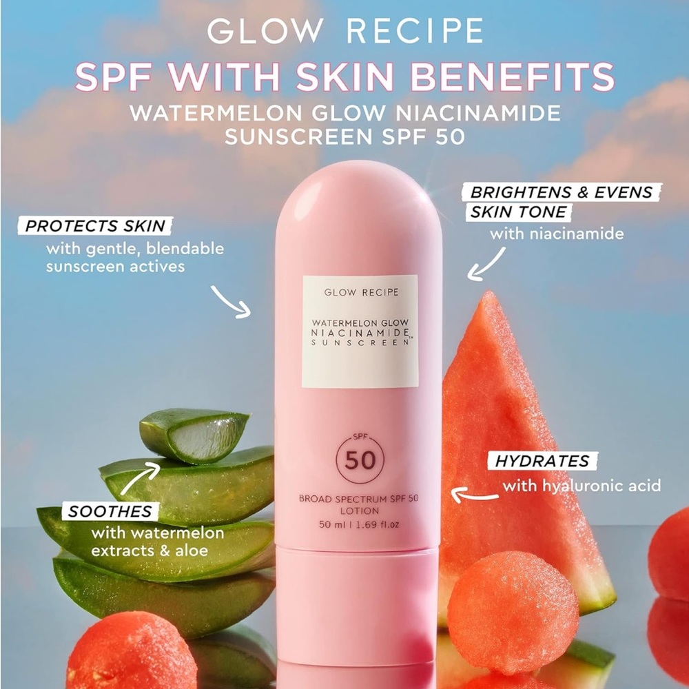 SOLD•Glow Recipe Watermelon Glow SPF 50 Mineral Sunscreen size 50ml (NIB)